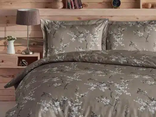 Taupe Blossom Fantasy bäddset 150x210